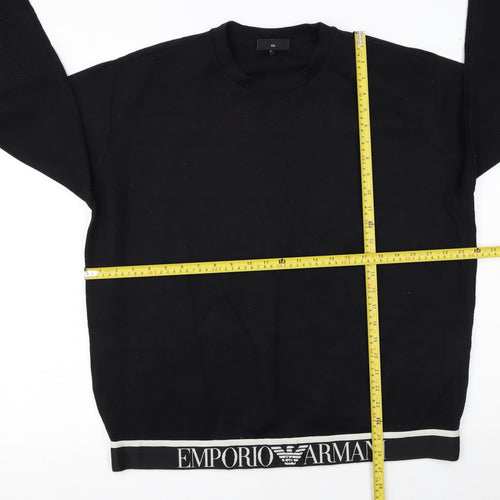 Emporio Armani Women Black XXL Pullover Sweatshirt Logo Trim