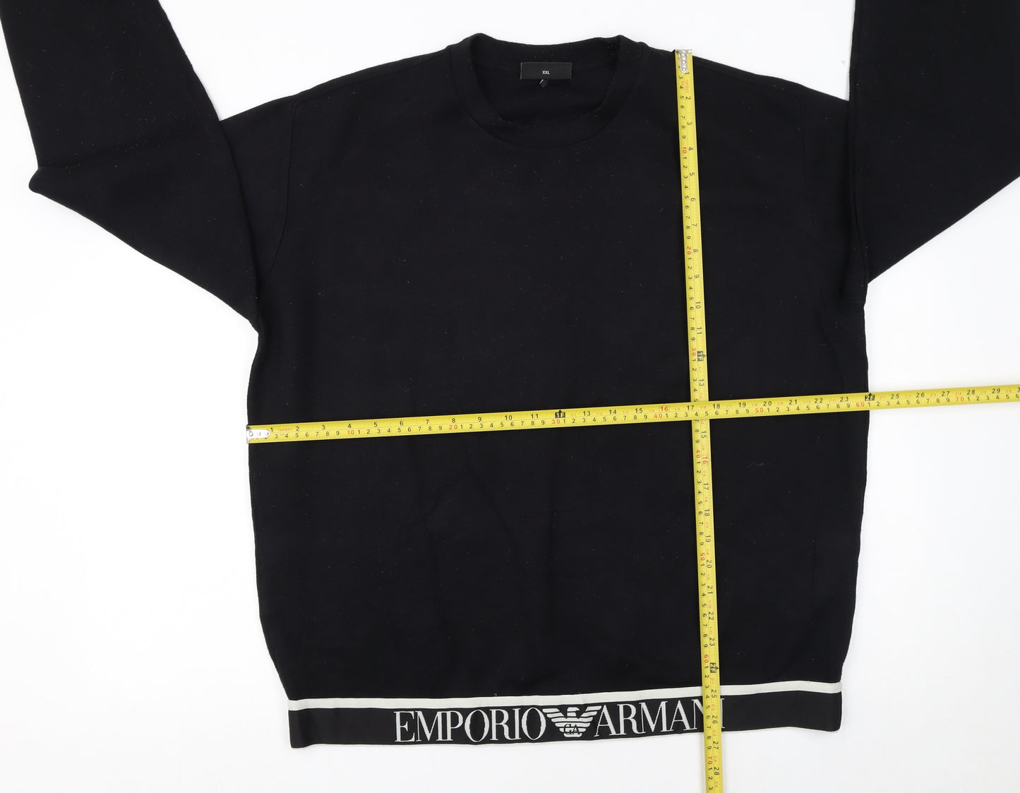 Emporio Armani Women Black XXL Pullover Sweatshirt Logo Trim