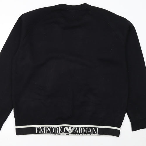 Emporio Armani Women Black XXL Pullover Sweatshirt Logo Trim