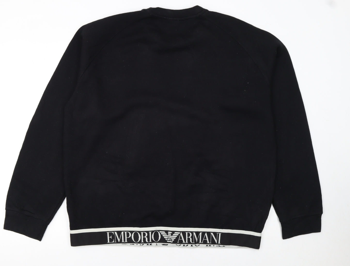 Emporio Armani Women Black XXL Pullover Sweatshirt Logo Trim