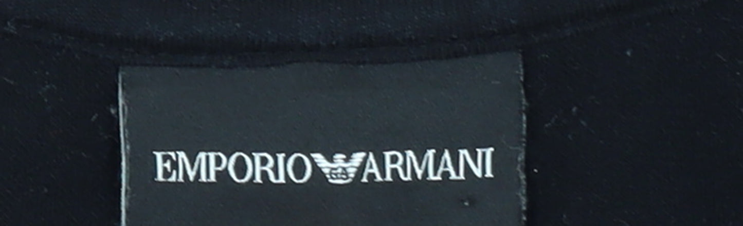 Emporio Armani Women Black XXL Pullover Sweatshirt Logo Trim