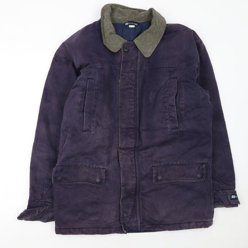 Quechua Men Purple Cotton Parka Coat M Outdoor Lined Zip Jacket