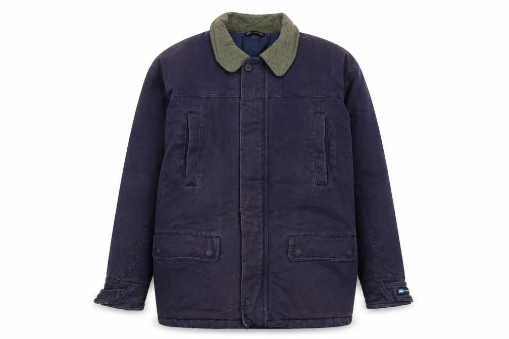 Front view of Quechua Men Purple Cotton Parka Coat M Outdoor Lined Zip Jacket
