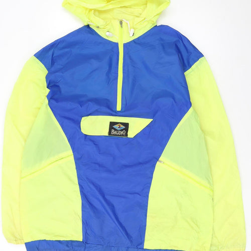 Baleno Men’s Blue & Yellow Hooded Windbreaker Jacket L 54/56 Nylon Outdoor