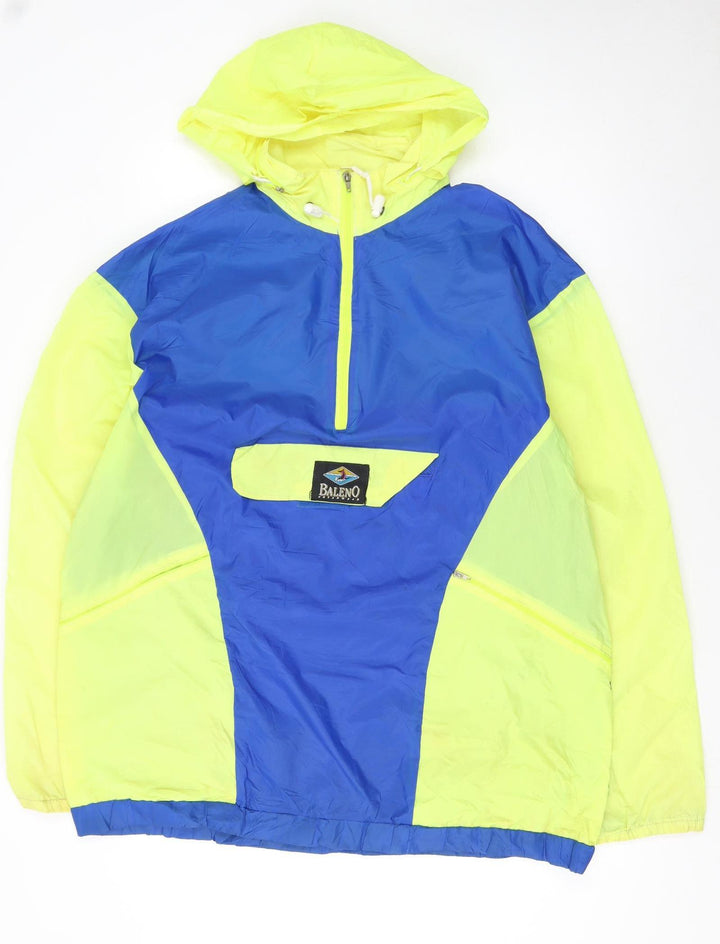 Baleno Men’s Blue & Yellow Hooded Windbreaker Jacket L 54/56 Nylon Outdoor