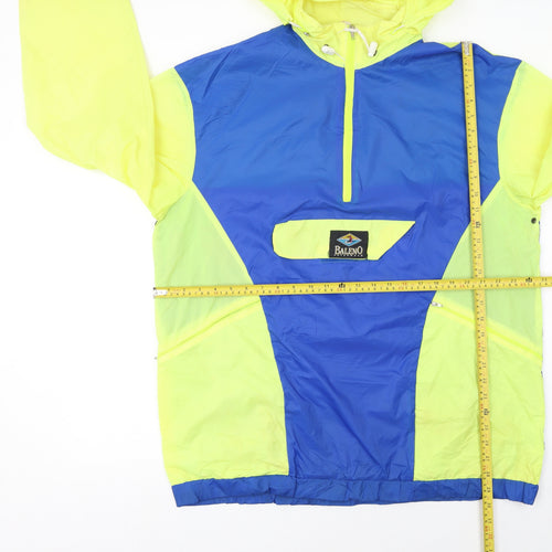 Baleno Men’s Blue & Yellow Hooded Windbreaker Jacket L 54/56 Nylon Outdoor