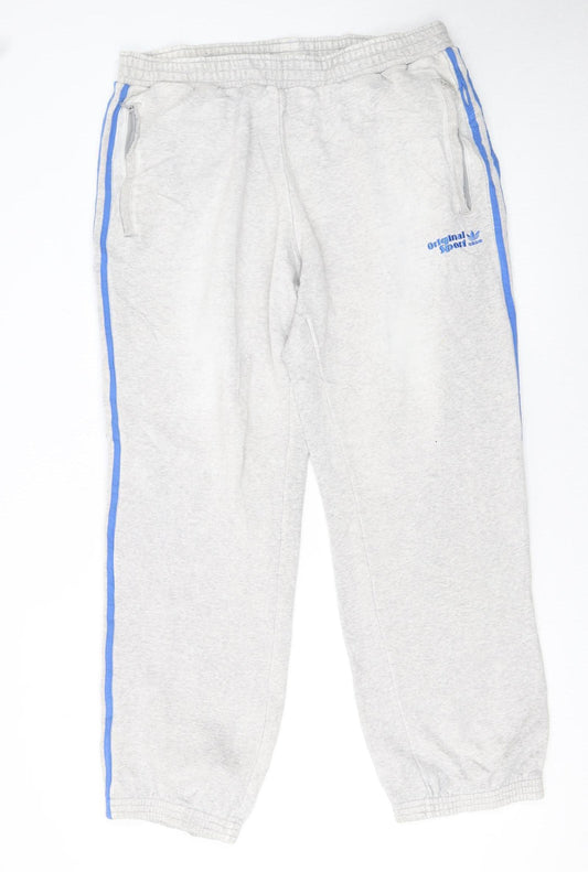 adidas Men’s Grey Sweatpants M Regular Fit Casual Sportswear