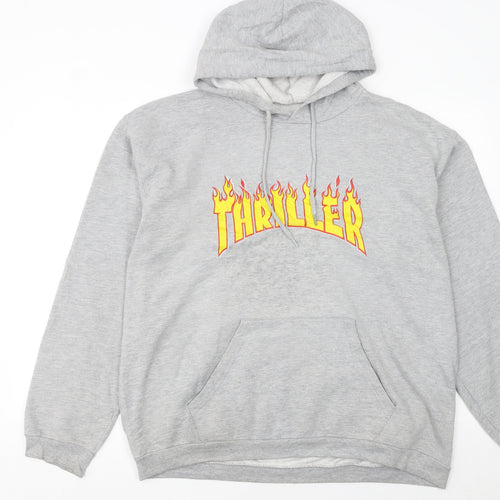 B&C Collection Men’s Grey 2XL Pullover Hoodie with Retro Thriller Print