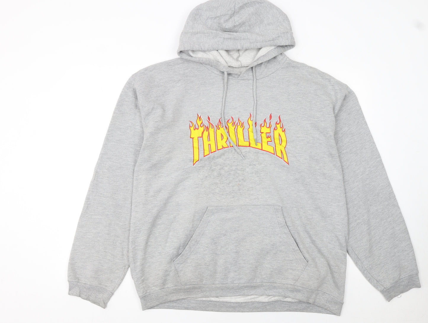 B&C Collection Men’s Grey 2XL Pullover Hoodie with Retro Thriller Print