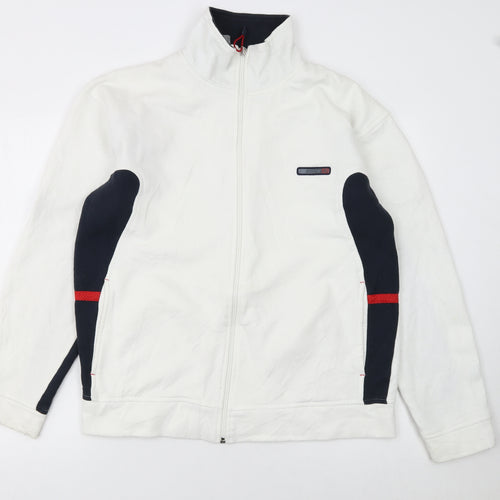 Reebok Men's White Track Jacket L Colourblock Full Zip Sportswear