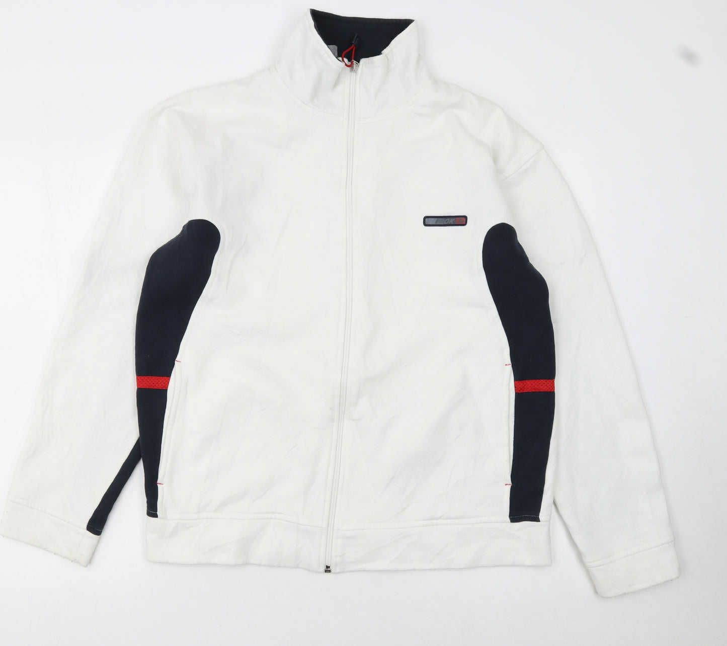 Reebok Men's White Track Jacket L Colourblock Full Zip Sportswear