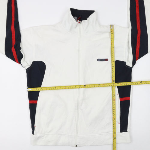 Reebok Men's White Track Jacket L Colourblock Full Zip Sportswear