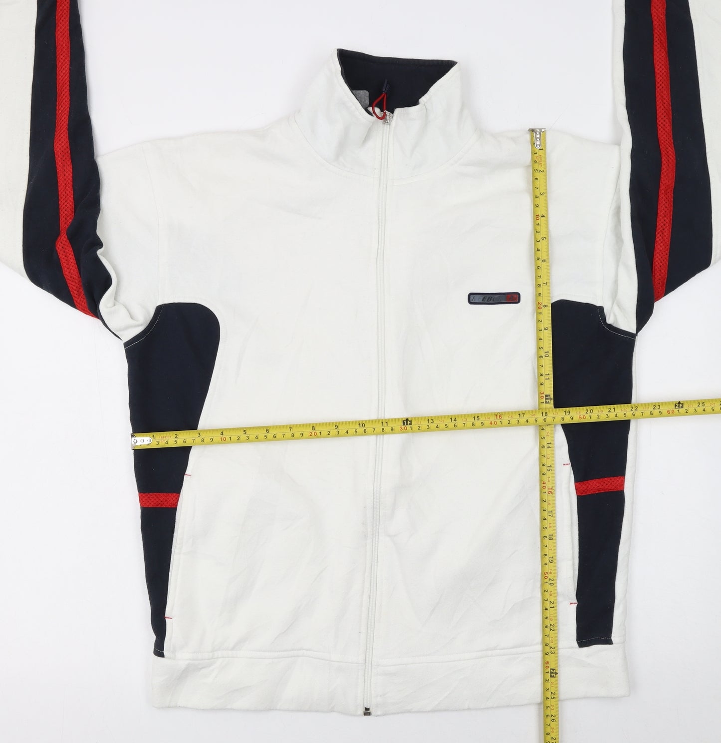 Reebok Men's White Track Jacket L Colourblock Full Zip Sportswear