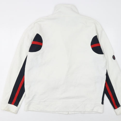 Reebok Men's White Track Jacket L Colourblock Full Zip Sportswear