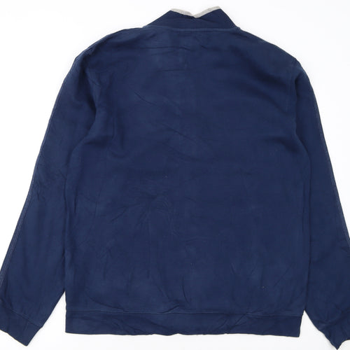 Adidas Men's Blue Track Jacket L Cotton Blend Full Zip Athletic