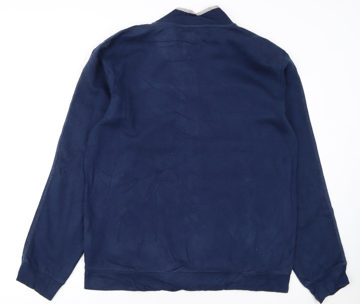 Adidas Men's Blue Track Jacket L Cotton Blend Full Zip Athletic
