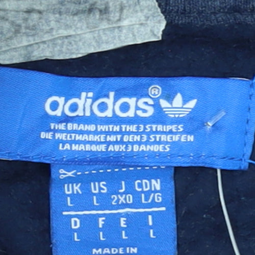 Adidas Men's Blue Track Jacket L Cotton Blend Full Zip Athletic