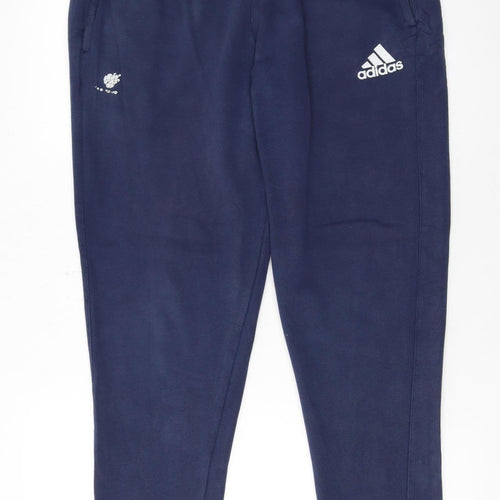 Adidas Men Blue Jogger Sweatpants L Regular Fit Casual Trousers