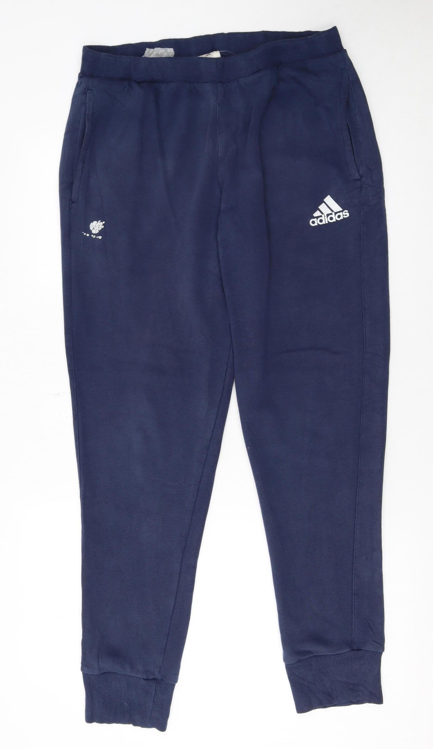 Adidas Men Blue Jogger Sweatpants L Regular Fit Casual Trousers
