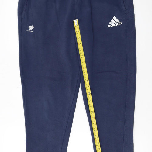 Adidas Men Blue Jogger Sweatpants L Regular Fit Casual Trousers