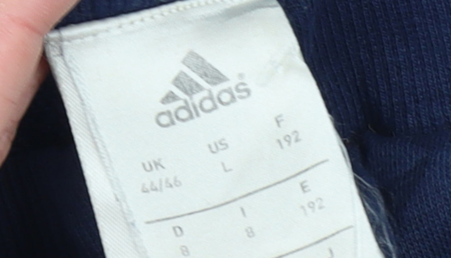 Adidas Men Blue Jogger Sweatpants L Regular Fit Casual Trousers