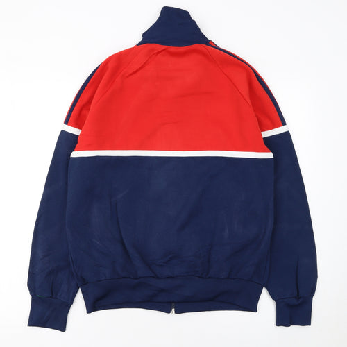 Adidas Boys Red & Navy Track Jacket Size 174 Polyester Cotton Zip Up