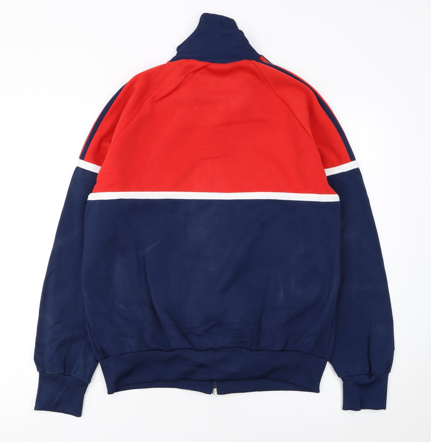 Adidas Boys Red & Navy Track Jacket Size 174 Polyester Cotton Zip Up