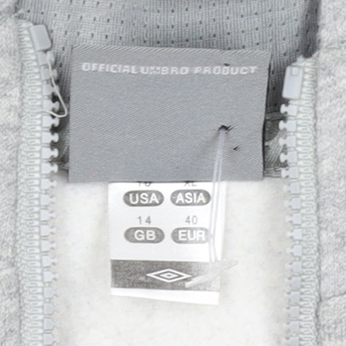 Umbro Women’s Grey Full Zip Hoodie Size 14 Cotton Blend Sportswear
