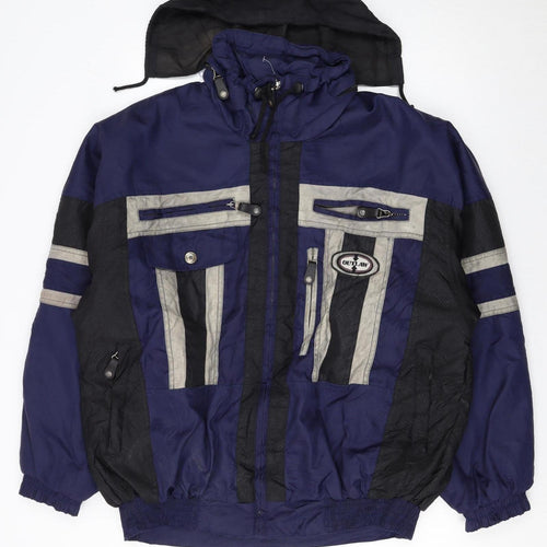 Outlaw Men's Blue L Windbreaker Hooded Jacket With Logo