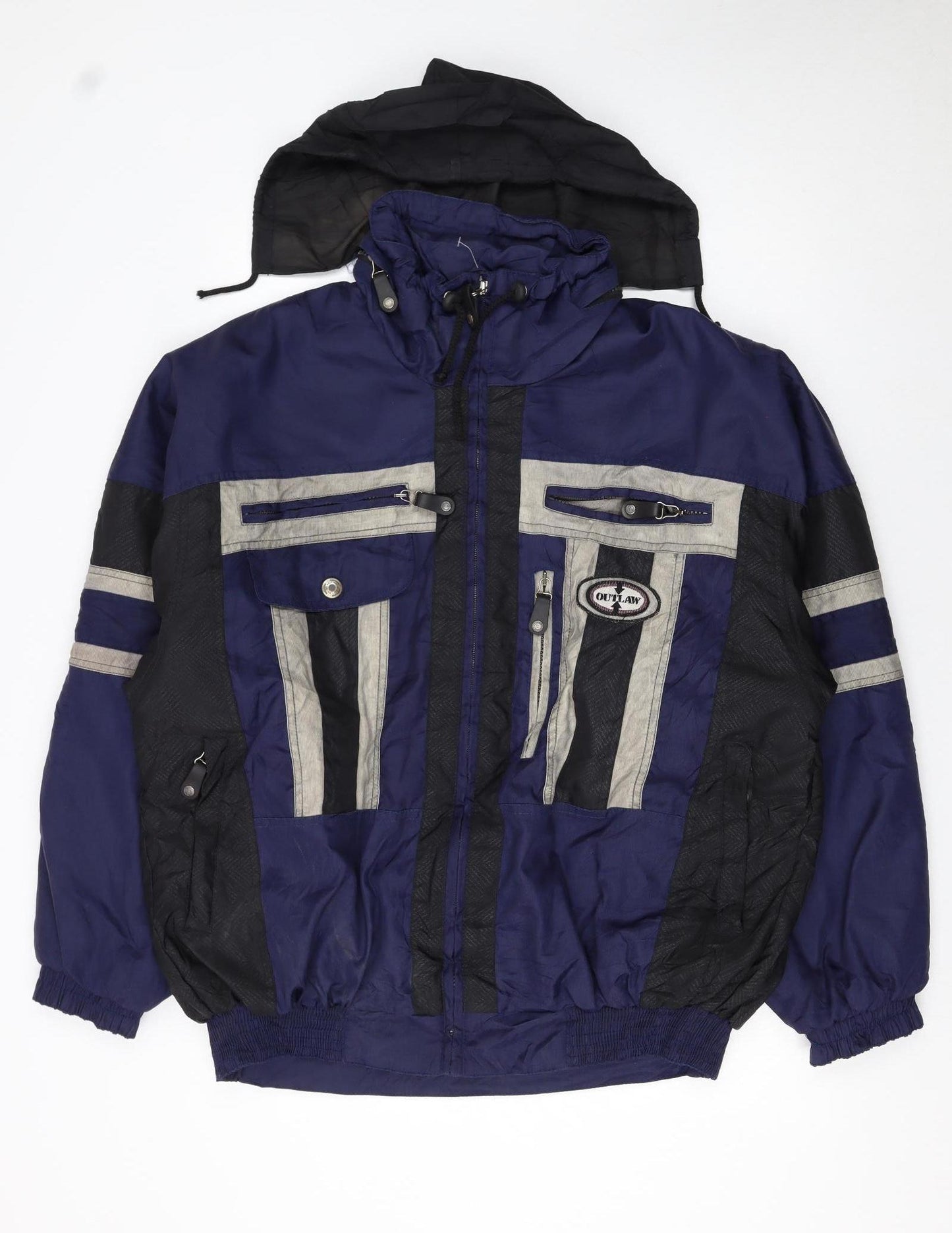 Outlaw Men's Blue L Windbreaker Hooded Jacket With Logo