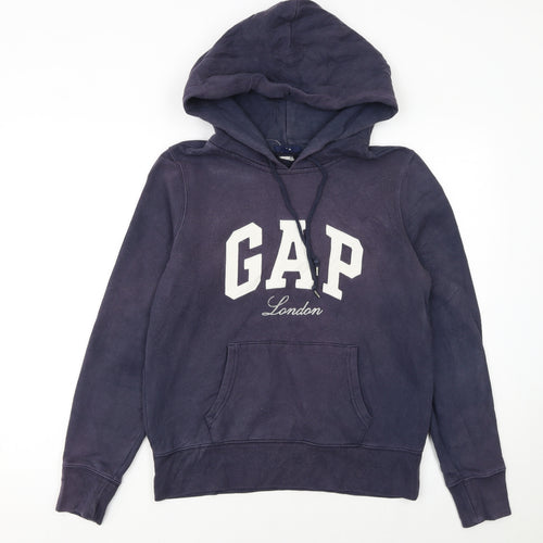 GAP Women Navy Blue Pullover Hoodie Medium Cotton Blend London Logo