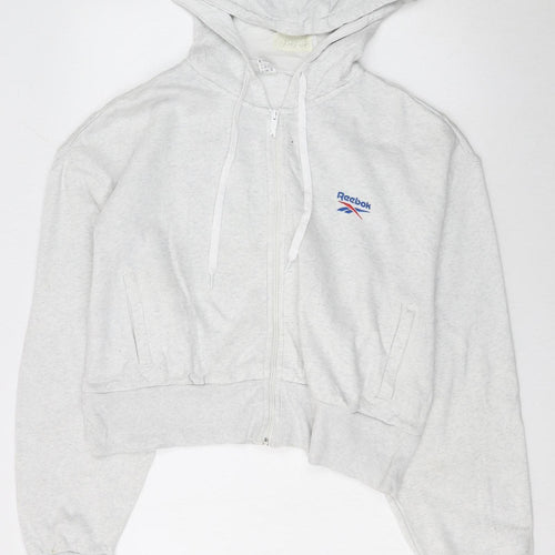 Reebok Women’s Grey Full Zip Hoodie Size L Cotton Blend Casual