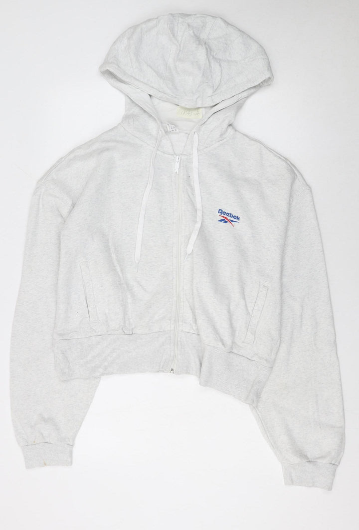 Reebok Women’s Grey Full Zip Hoodie Size L Cotton Blend Casual
