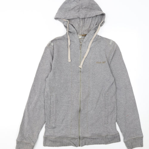 Reebok Womens Grey Full Zip Hoodie Size S Cotton Blend Casual Sportswear