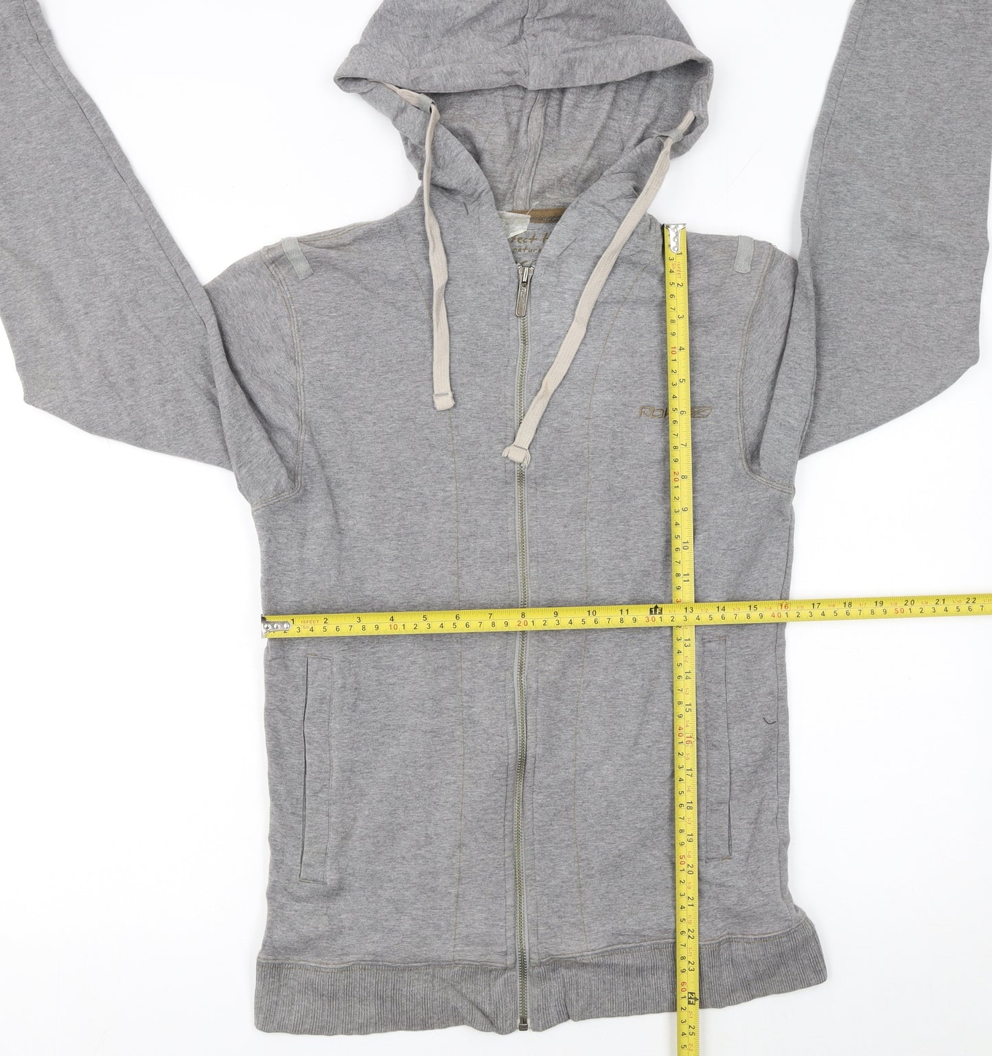 Reebok Womens Grey Full Zip Hoodie Size S Cotton Blend Casual Sportswear