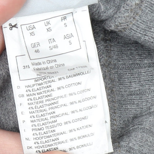 Reebok Womens Grey Full Zip Hoodie Size S Cotton Blend Casual Sportswear