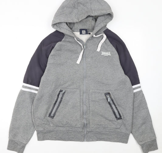 Lonsdale Men's Grey Full Zip Hoodie L Regular Fit