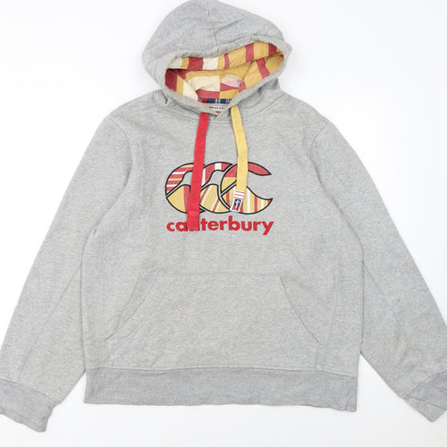 Canterbury Men's Grey Pullover Hoodie M Sports Embroidered Logo