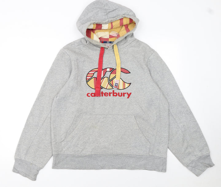 Canterbury Men's Grey Pullover Hoodie M Sports Embroidered Logo
