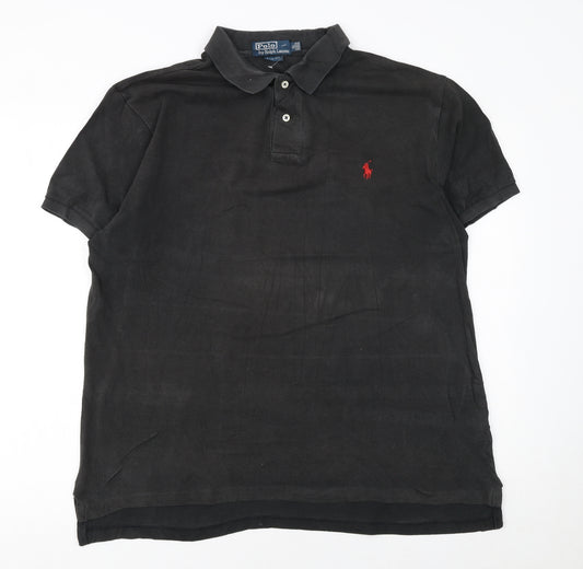 Ralph Lauren Men's Black Slim Fit Cotton Polo Shirt XL
