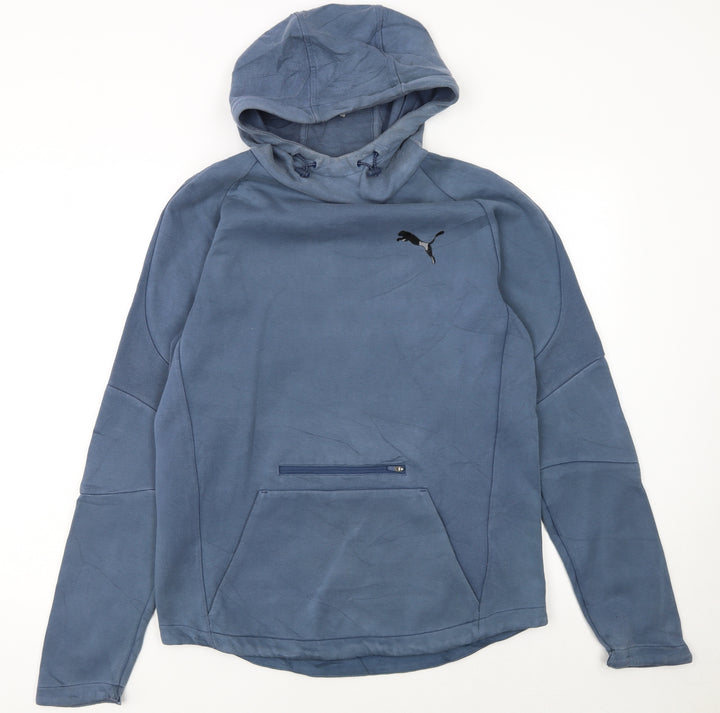 Puma Mens Blue M Pullover Hoodie with Logo and Zip Pocket