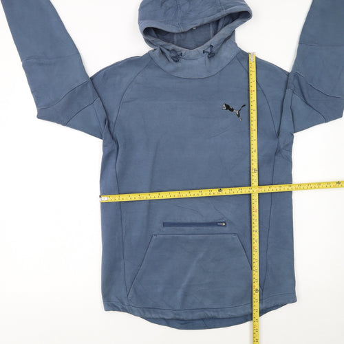 Puma Mens Blue M Pullover Hoodie with Logo and Zip Pocket