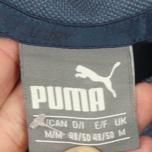 Puma Mens Blue M Pullover Hoodie with Logo and Zip Pocket