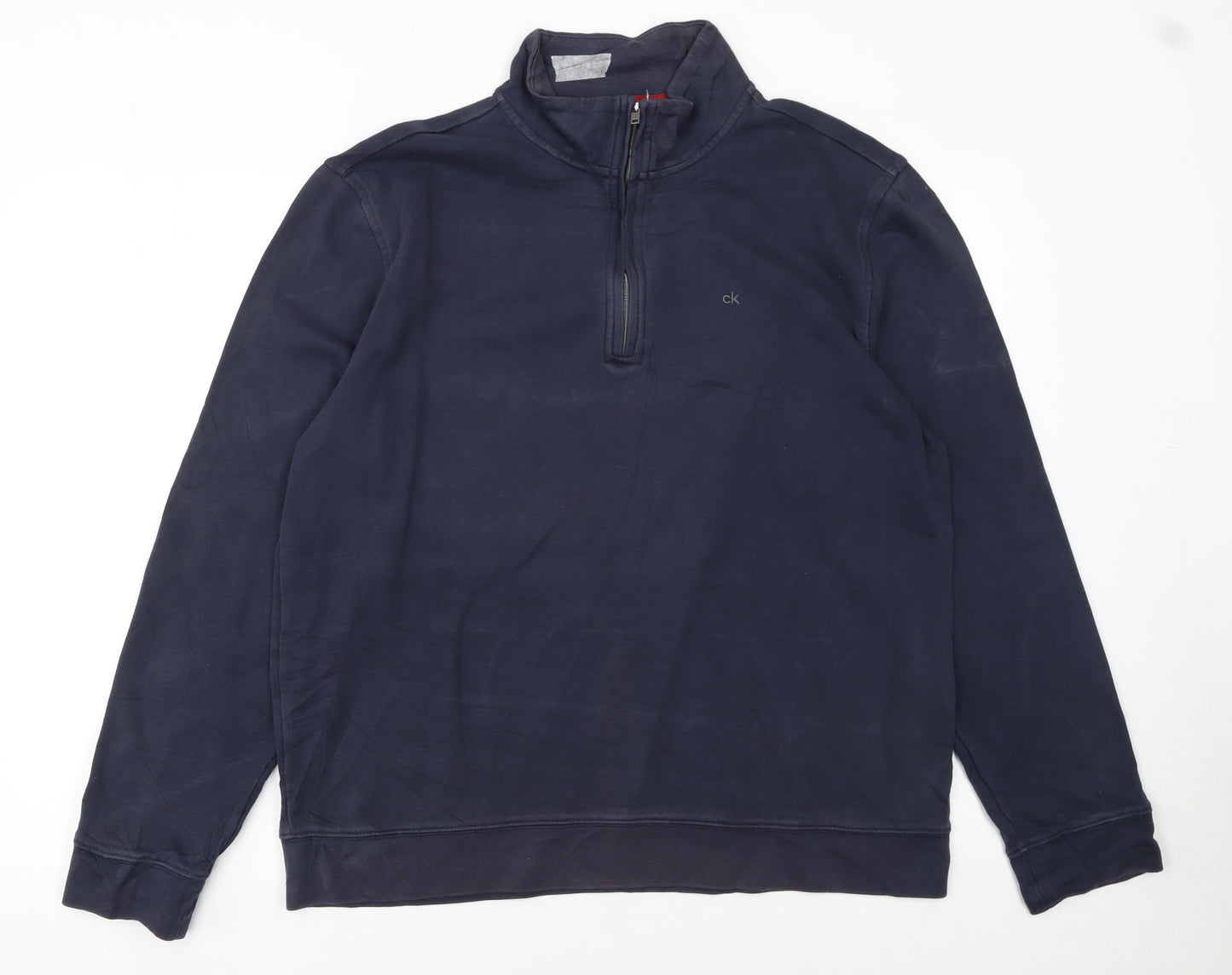 Calvin Klein Men's Blue Quarter Zip Sweatshirt Size L Regular Fit