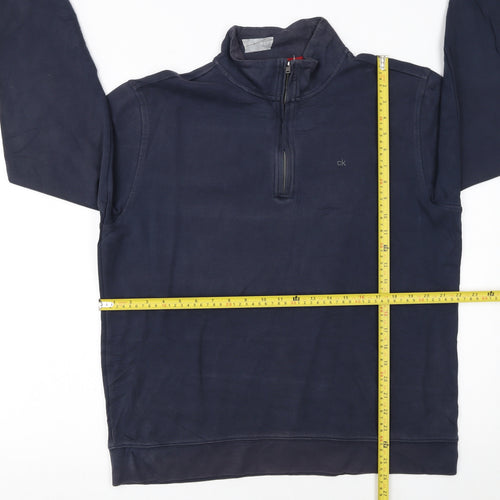 Calvin Klein Men's Blue Quarter Zip Sweatshirt Size L Regular Fit