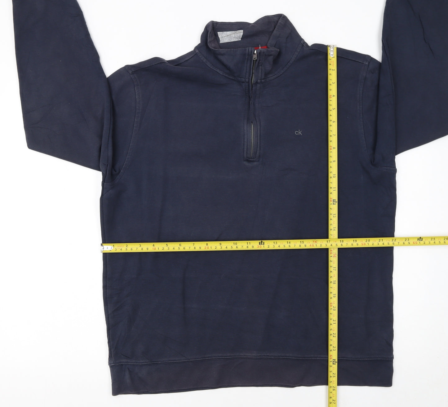 Calvin Klein Men's Blue Quarter Zip Sweatshirt Size L Regular Fit