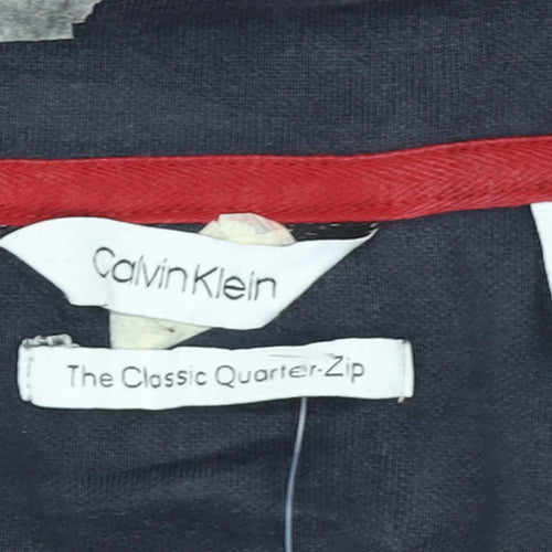 Calvin Klein Men's Blue Quarter Zip Sweatshirt Size L Regular Fit