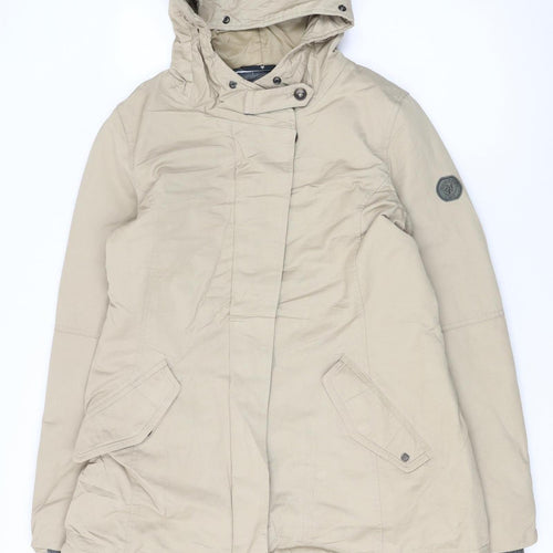 Marc O'Polo Women's Beige Parka Coat Size 10 Hooded Lined Cotton Blend