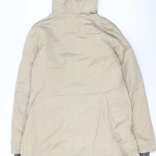 Marc O'Polo Women's Beige Parka Coat Size 10 Hooded Lined Cotton Blend