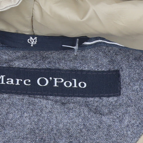 Marc O'Polo Women's Beige Parka Coat Size 10 Hooded Lined Cotton Blend